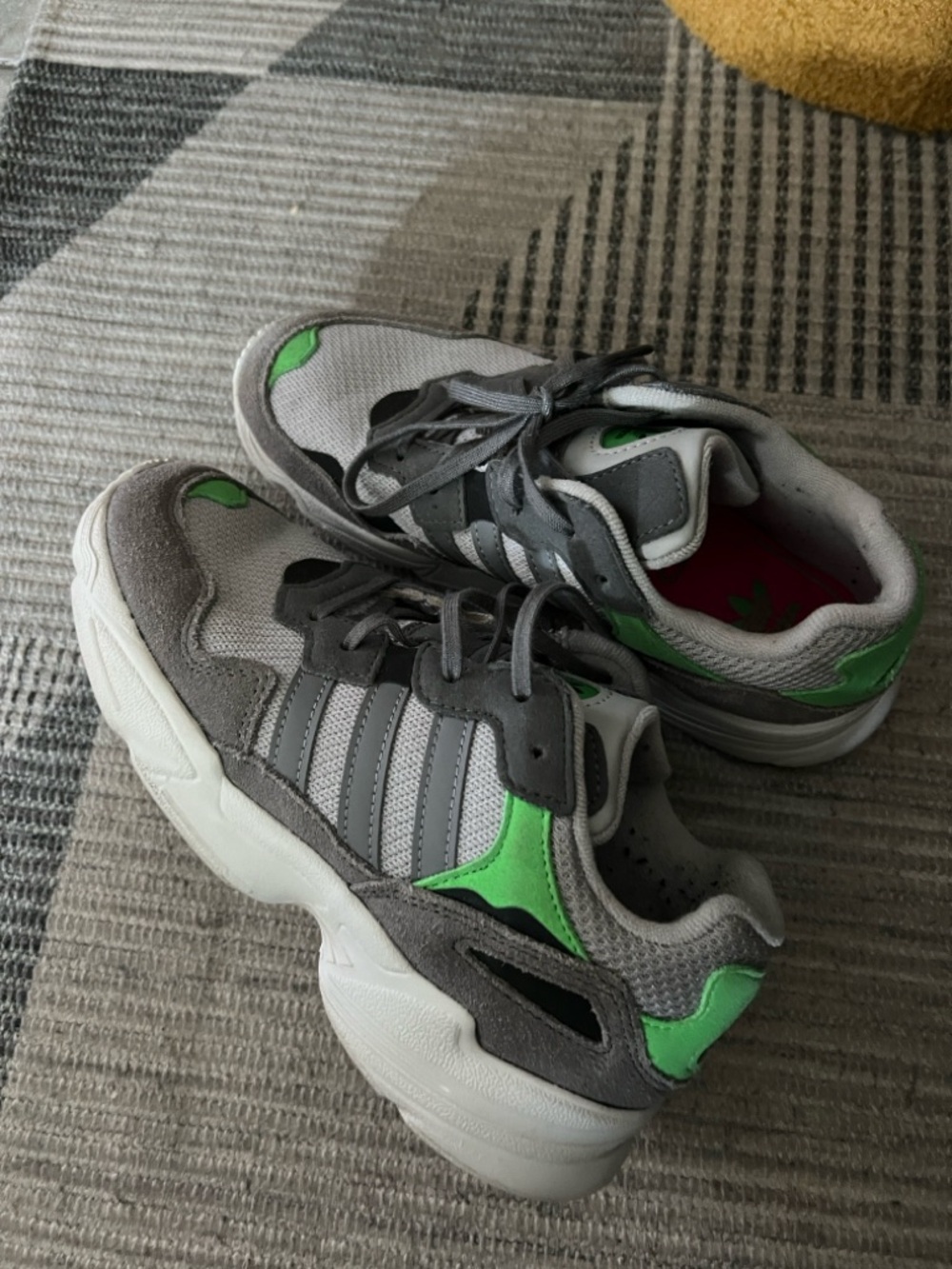 adidas Kids Gray Sneakers with Green Accents